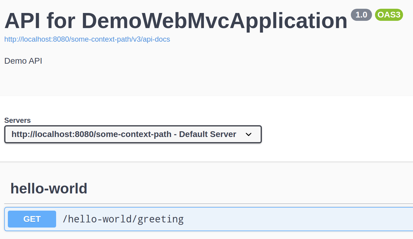 Swagger UI of WebMVC demo